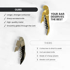 A Bar Above Manual Wine Bottle Opener, Corkscrew Wine Key, for Servers, Waiters, and Home Bartenders, with Foil Cutter, Bottle Cap Remover, Beer and Tool Accessories, Black, 3 Pack