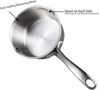 IMEEA Butter Melting Pot Butter Warmer 18/10 Tri-Ply Stainless Steel Saucepan with Dual Pour Spouts, 0.5-Quart, Silver