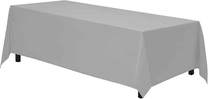Gee Di Moda Rectangle Tablecloth - 70 x 120 Inch Silver Table Cloth for 6 or 8 Foot Rectangle Tables - Heavy Duty Washable Fabric - for Holiday Party, Dinner, Weddings, Baby Shower & Events