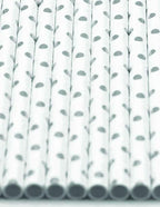 Pack of 300 Silver Polka Dot Foil Biodegradable 4-Ply Paper Drinking Straws (Compostable, Non-toxic, BPA-free)