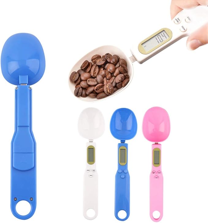 Meichoon Food Scale Spoon, Digital Kitchen Scale High Precision Small Scale with Tare Function Weighing and Measuring Dry Liquid Ingredient Milk Tea Flour Medicine 1.1lb/500g(0.1g), C52 White