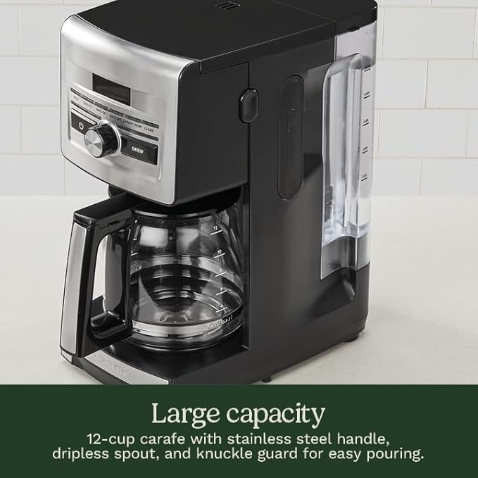 Cuisinart Personal Brew™ 12-Cup Coffee Maker, Automatic Coffee Machine, Programmable Coffee Maker for Home Brewing Convenience with Adjustable Brew Strength, Stainless Steel/Black, DCC-12