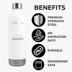FIZZIT Spärkli 1L Stainless Steel Carbonating Bottle | Compatible with Aarke II & III, Philips GoZero & Monten Soda Makers | Reusable Sparkling Water Bottle, Dishwasher Safe, BPA-Free-Eco-Friendly