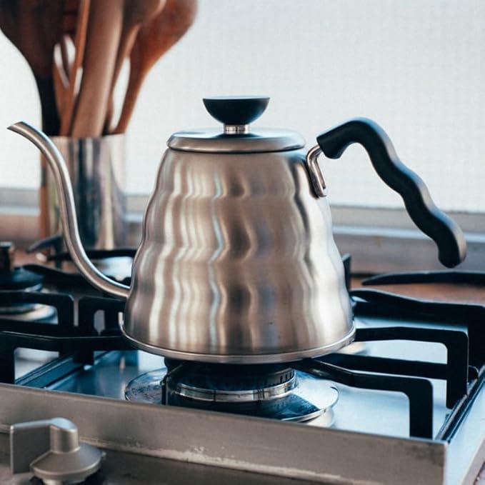 Hario V60 "Buono" Drip Kettle Stovetop Gooseneck Coffee Kettle 1.2L, Stainless Steel, Silver
