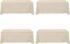 BRILLMAX 4 Pack Beige Tablecloths for 8 Foot Rectangle Tables 90 x 156 Inch - 8ft Rectangular Bulk Linen Polyester Fabric Washable Cloth Cover for Wedding Reception Banquet Birthday Party