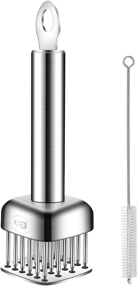 316 Stainless Steel Meat Tenderizer Tool, 24 Sharp Needles, BOMANSI BOMS Steak Tenderizer, Tenderizing Steak, Beef, Chicken, Pork, Barbecue, Marinating, Chicken Tenderizer with free cleaning brush