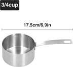 Measuring Cups Measuring Spoon Handle with Scale Stainless Steel Multifunctional Durable Portable Kitchen & Dining Measuring Tool for Dry Foods Spices or Liquids Ingredients (3/4 Cup)