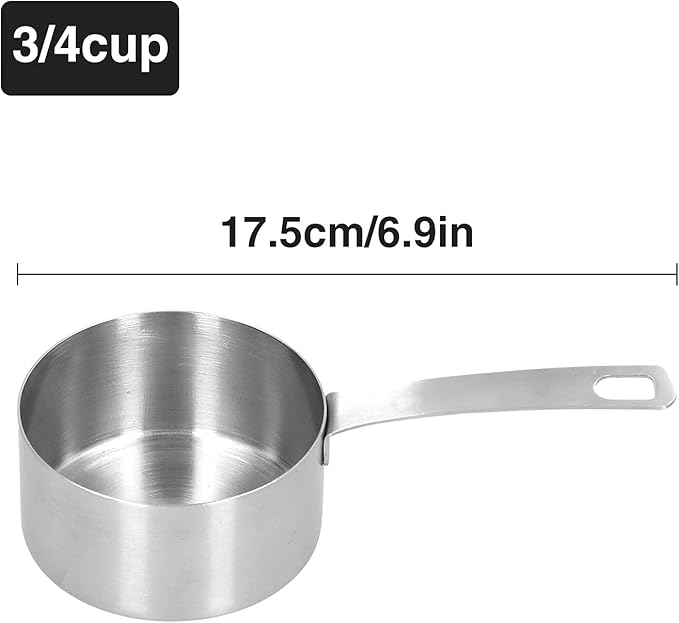 Measuring Cups Measuring Spoon Handle with Scale Stainless Steel Multifunctional Durable Portable Kitchen & Dining Measuring Tool for Dry Foods Spices or Liquids Ingredients (3/4 Cup)