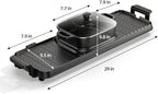 AORAN Smokeless Electric Hot Pot & Grill Combo, Large 9.5"x29" Non-Stick Design, 3 Adjustable Heat Levels, Easy to Clean，Includes Brushes, Tongs & Paper