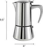Stainless Steel Stovetop Espresso Maker – Italian Moka Pot, Induction Compatible Espresso Coffee Maker with Safety Valve (10 Cups)