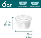 vancasso 6 oz Ramekins with Lid, Porcelain Creme Brulee Souffle Dishes, White Pudding Custard Cups Ramiken for Baking, Dishwasher and Oven Safe, Set of 6