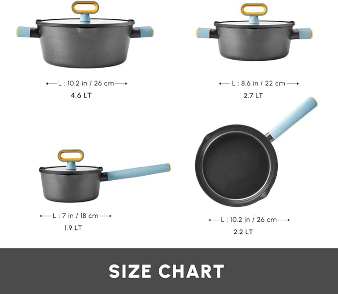 KARACA Fancy Ceramic Cookware Sets Black, Kitchen Pots & Pans Set Non Stick with Lid, Swiss Crystal Surface, Induction Cooking Utensils, 7-Piece, Dishwasher Safe