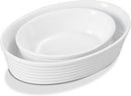 ONEMORE 2 Piece Ceramic Oval Baking Dish Set, 10.5/7.7 Inch Baking Dish Set, Porcelain Oval Au Gratin Pans for Pumpkin Pie, Apple Crisp, Pot Pies & Tarts, Microwave & Dishwasher Safe