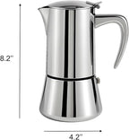 Stainless Steel Stovetop Espresso Maker – Italian Moka Pot, Induction Compatible Espresso Coffee Maker with Safety Valve (6 Cups)