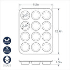 Nordic Ware Brilliant™ Colorful Bakeware 12 Cavity Muffin Pan, Nonstick made without PFAS or PTFE for safe cooking; Reinforced steel rim prevents warping
