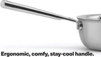 Misen 5-Ply Stainless Steel Saucier with Lid– Induction-Compatible Pan with Curved Sides for Smooth Stirring - Oven Safe to 800F – Even Heat Distribution & Ergonomic Handle - 2 QT