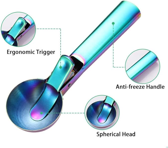 Ice Cream Scoop, 2Pcs Stainless Steel Rose Gold Cookie Scoop with Trigger Melon Baller Scooper Cones, Specialty Tools and Gadgets, Ice Cream Spoon Food Scoop for Frozen Yogurt Sundaes Fruit Cookie