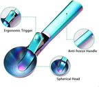 Ice Cream Scoop, 2Pcs Stainless Steel Silver Cookie Scoop with Trigger Melon Baller Scooper Cones, Specialty Tools and Gadgets, Ice Cream Spoon Food Scoop for Frozen Yogurt Sundaes Fruit Cookie