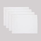Solino Home Linen White Placemats Set of 4 - 100% Pure Linen Placemats 14 x 19 Inch for Winter, Valentines, Holiday, New Year - Fete