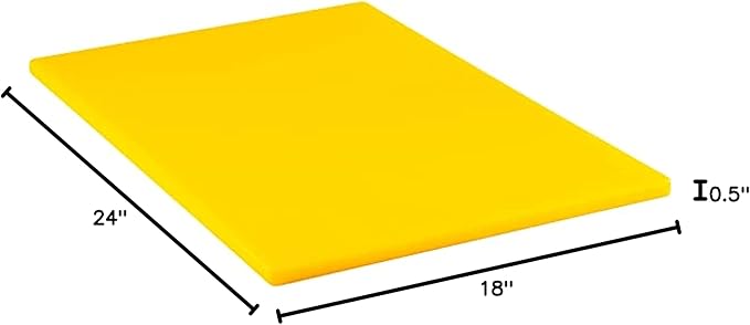 TrueCraftware- 24" X 18" X 1/2” Cutting Board for Kitchen Yellow Color Plastic- Commercial Plastic Chopping Board Anti Slip Surface Chopping Food Cutting Mat for Meat Vegetables Dishwasher Safe