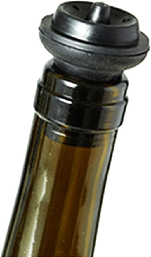 5Pcs Black Wine and Beverage Bottle Stoppers Silicone Sealed Wine Saver Pump Reusable Wine Corks Plug For Gift Bar Saver Stoppers With Strong Suction,Bar and Wine Tools