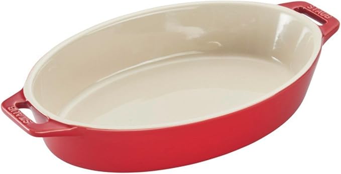 staub Dish 40508-606 Oval Dish, Cherry 9.1 inches (23 cm), Ceramic Au Gratin Dish, Oven Safe and Microwave Safe