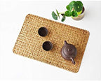 4 Pack Rectangular Woven Placemats, Natural Seagrass Place Mats, 17" x 12", Rattan Wicker Table Mats for Dining Table
