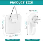 20 Pack Invisible Vertical Plate Holders, Plastic Picture Hanger Sticky Hanger, Adhesive Picture Hanger with Nail Picture Hanging Hooks for Decorative Picture Photo Plate Wall Art