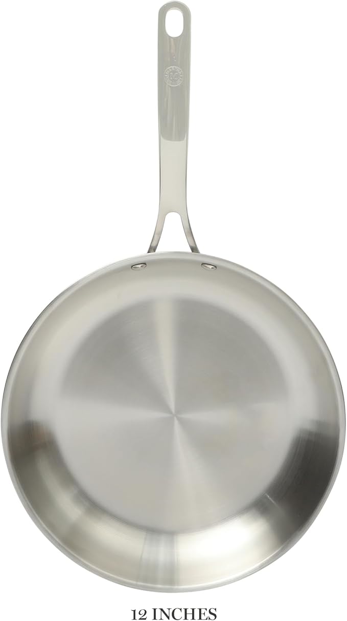 Martha Stewart Castelle Large 12" Stainless Steel Frying Pan Non Toxic Fry Pan Skillet