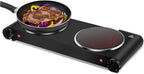 1800W Dual Infrared Burner Electric Hot Plate, High Power for Fast Cooking, 7 Inch Ceramic Glass Portable Electric Stove with Adjustable Temperature Control, Upgraded Version