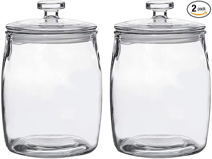 Ritayedet Half Gallon Glass Jars with Lid, Wide Mouth Cookie Jars Set of 2, Apothecary Jar for Candy, Glass Canisters for Kitchen Storage and Laundry Organization