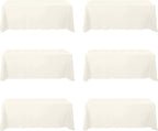 BRILLMAX 6 Pack Ivory Tablecloths for 8 Foot Rectangle Tables 90 x 156 Inch - 8ft Rectangular Bulk Linen Polyester Fabric Washable Cloth Cover for Wedding Reception Banquet Birthday Party