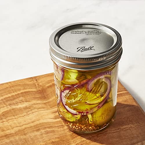 Ball Wide Mouth Glass Mason Jars with Lids and Bands, Used for Canning, Pickling, Juice, Jam, Jelly, Pint Size 16 Ounce (Pack of 4)