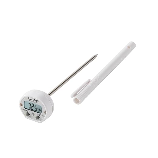 Taylor Instant Read Digital Meat Thermometer for Grill, BBQ & Kitchen, NSF Approved, Fast Internal Temperature Readings, F/C Switchable Display, Battery Included, Pocket Sleeve Clip, White