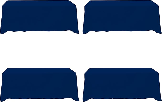 BRILLMAX 4 Pack Navy Blue Tablecloths for 8 Foot Rectangle Tables 90 x 156 Inch - 8ft Rectangular Bulk Linen Polyester Fabric Washable Cloth Cover for Wedding Reception Banquet Birthday Party