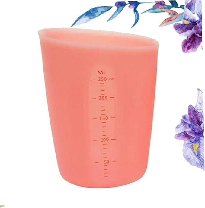 Unomor Diy Tool 250ml Silicone Milk Cup Measuring Cup Double Scale for Baking Mixing Food-grade Silicone Random