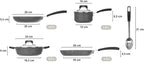KASANOVA New Petra Dark 7-Pcs Cookware set Nonstick, Induction ready, Aluminum cookware set with glass lids, Frying Pans & Casseroles, PFOA free, with kitchen turner