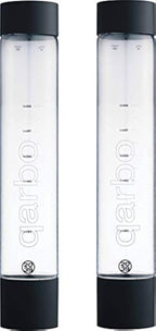 Twenty39 qarbo CLASSIC 1L Water Bottles for Sparkling Water Maker and Fruit Infuser - Set of 2 (Matte Black)