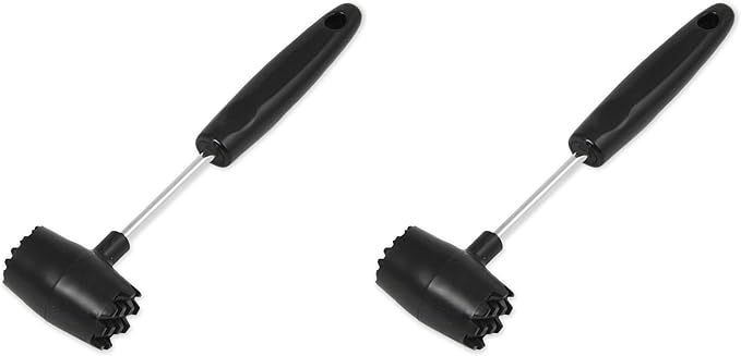 Chef Craft Select Meat Tenderizer, 9.5 inch, Stainless Steel/Black (Pack of 2)