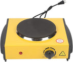 Countertop Burner - Compact and Portable Electric Hot Plate Stove, Temperature Controls, 1000/2000 Watts Coiled/Cast Single/Double Burner (Yellow, Cast Single)