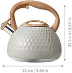 Tea Kettle, 2.7 Quart with Wood Pattern Handle Loud Whistle Food Grade Stainless Steel Teapot, Anti-Hot Handle and Anti-Rust, Suitable for All Heat Sources