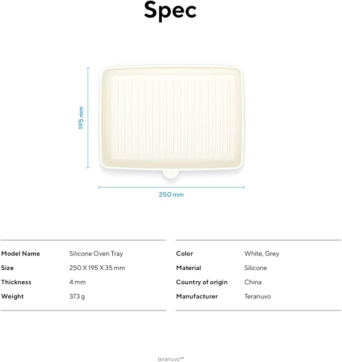 Teranuvo Silicone Oven Tray compatible with BALMUDA The Toaster Oven - safe to use, non toxic, durable, dishwasher safe, heat resistant, silicone liners for air flow and drain oil, non stick (White)