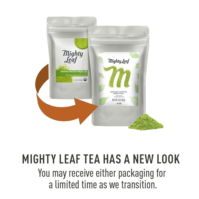 Mighty Leaf Organic Matcha Green Tea Powder, 100% Japanese Matcha, Unsweetened, 3 oz Bag