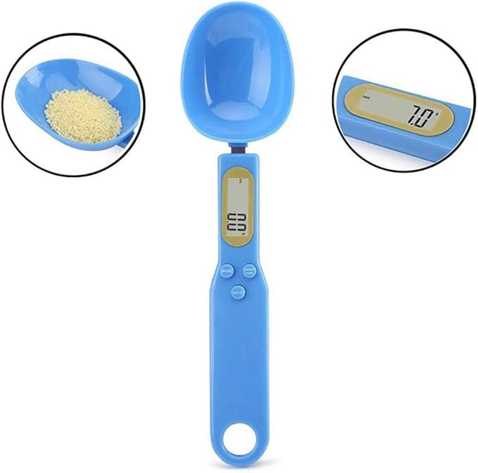 Meichoon Food Scale Spoon, Portable Kitchen Scale High Precision Steelyard for Home 1.1lb/500g(0.1g) Accurate Electronic LCD Digital Measuring Weighing Tools Kitchen Accessories C52 Blue