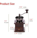 Wooden Manual Coffee Grinder Vintage Style Hand Coffee Mill Burr Coffee Grinder with Ceramic Hand Crank,Wooden Manual Coffee Grinder Cleaning Brush (Dark Brown Upgraded Version)