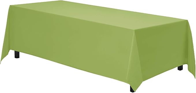 Gee Di Moda Rectangle Tablecloth - 90 x 132 Inch Apple Green Table Cloth for 6 Foot Tables with Floor-Length Drop - Heavy Duty Washable Fabric for Holiday Party, Dinner, Weddings & Baby Shower
