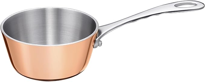 Mini Sauce Pan, Tri-Ply Stainless Steel Pot with Stay-Cool Handle Heating Sauce Gravy & Oil (5oz/150ml) - Copper