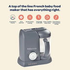 BEABA Babycook Solo 4 in 1 Baby Food Maker, Baby Food Processor Baby Food Steamer, Lrg Capacity 4.5 Cups 27 Servings in 20 Mins, Auto Steam Cooking, Puree Blender, White