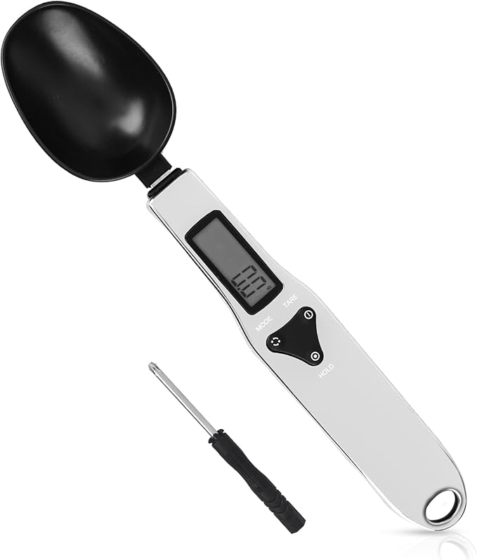 Electronic Food Measuring Spoon, Stainless Steel Digital Scoop Scale Small Baking Weight Cup with LCD Display 300g/0.1g High Precision Gram Kitchen Gadgets for Home Kitchen