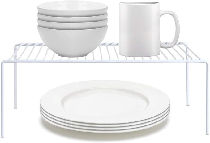 Redrubbit Large (15.7 x 9.4 Inch) Cabinet Storage Shelf Rack, Set of 6, Rustproof, Minimalist, White, Metal Steel, 6 Shelves, Kitchen, Bathroom, Bedroom, Freestanding, No Assembly Required